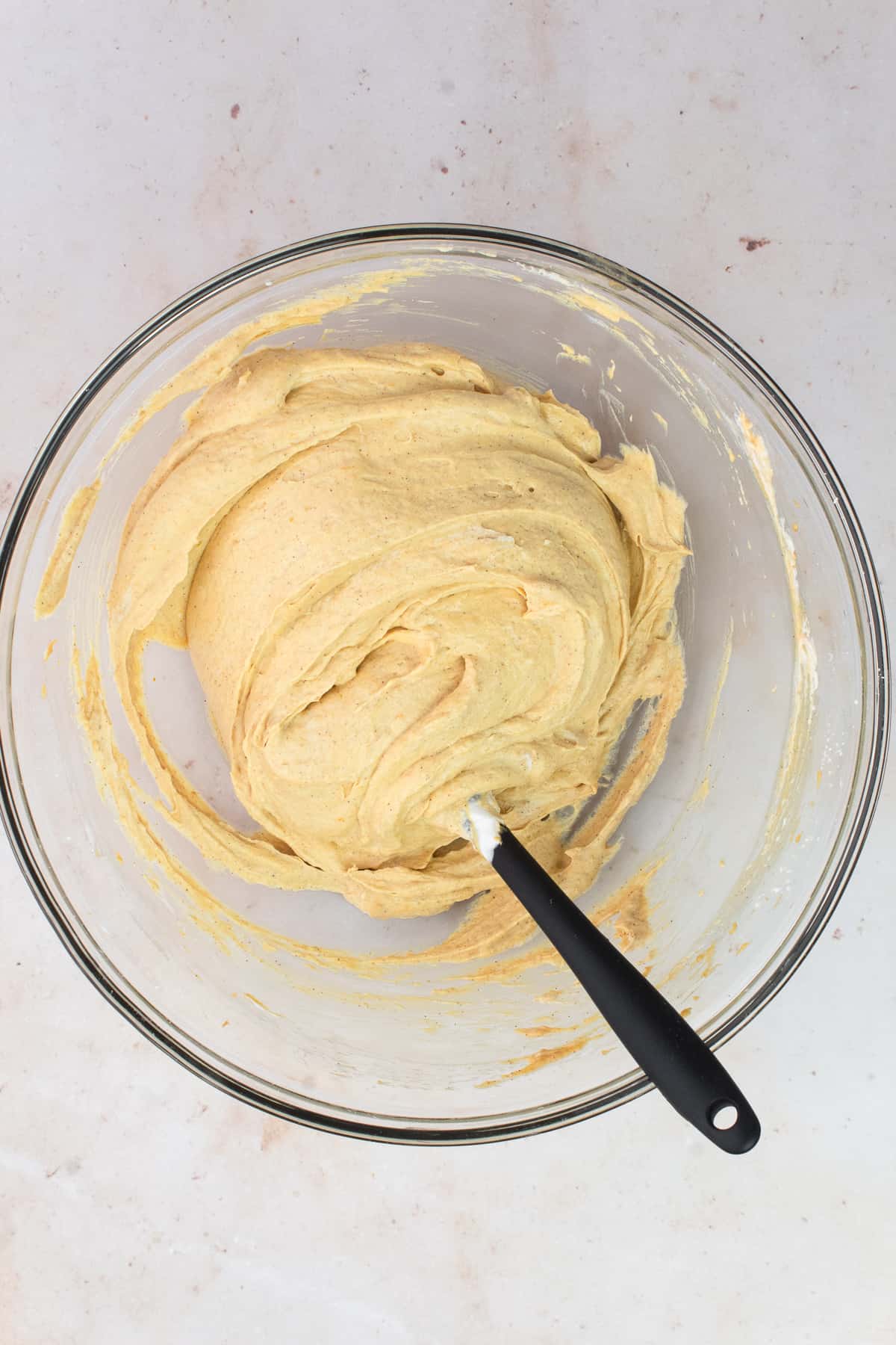 Bowl of finished cheesecake filling