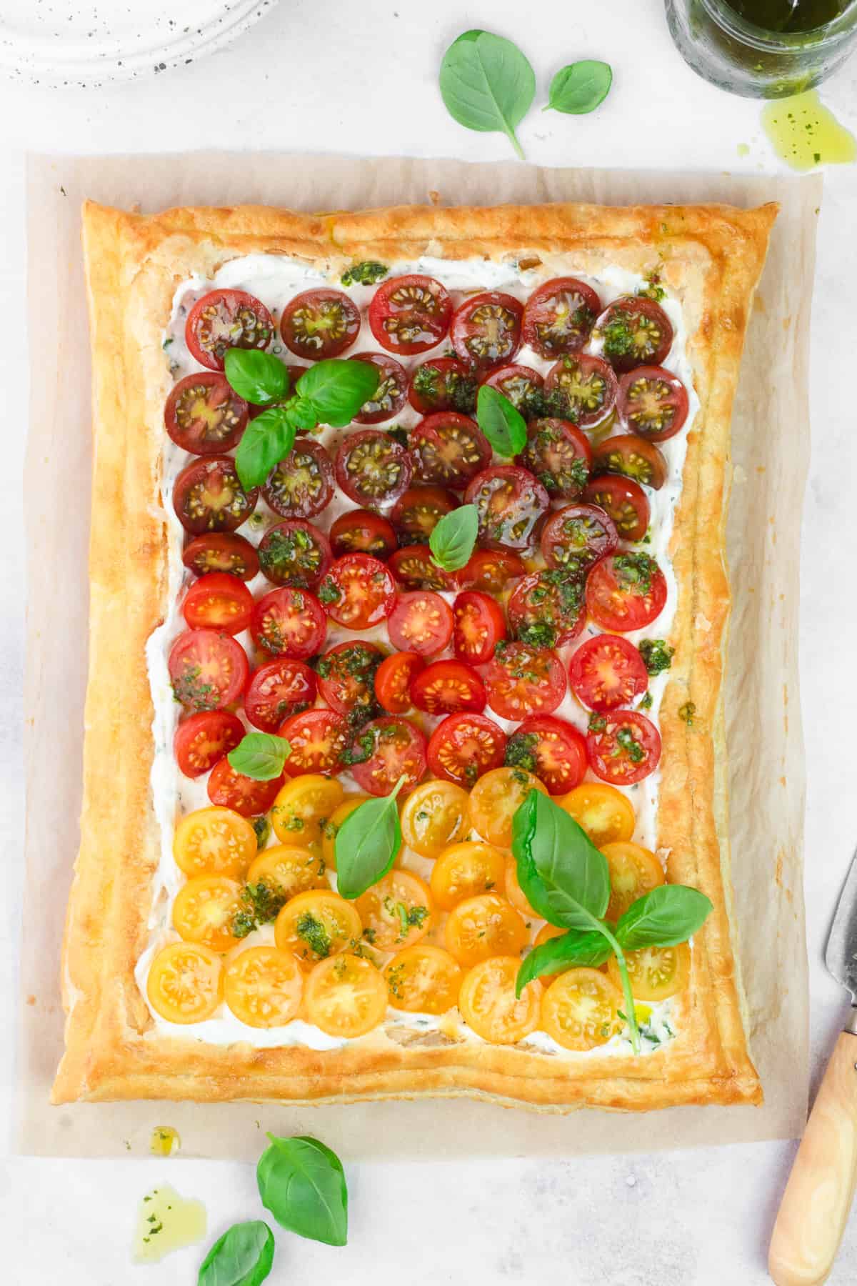 Tomato Basil Puff Pastry Tart