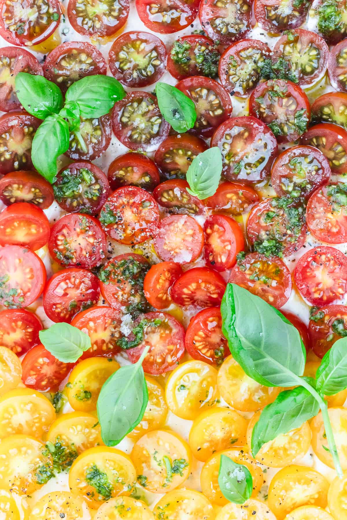 Close up of Tomato Basil Puff Pastry Tart