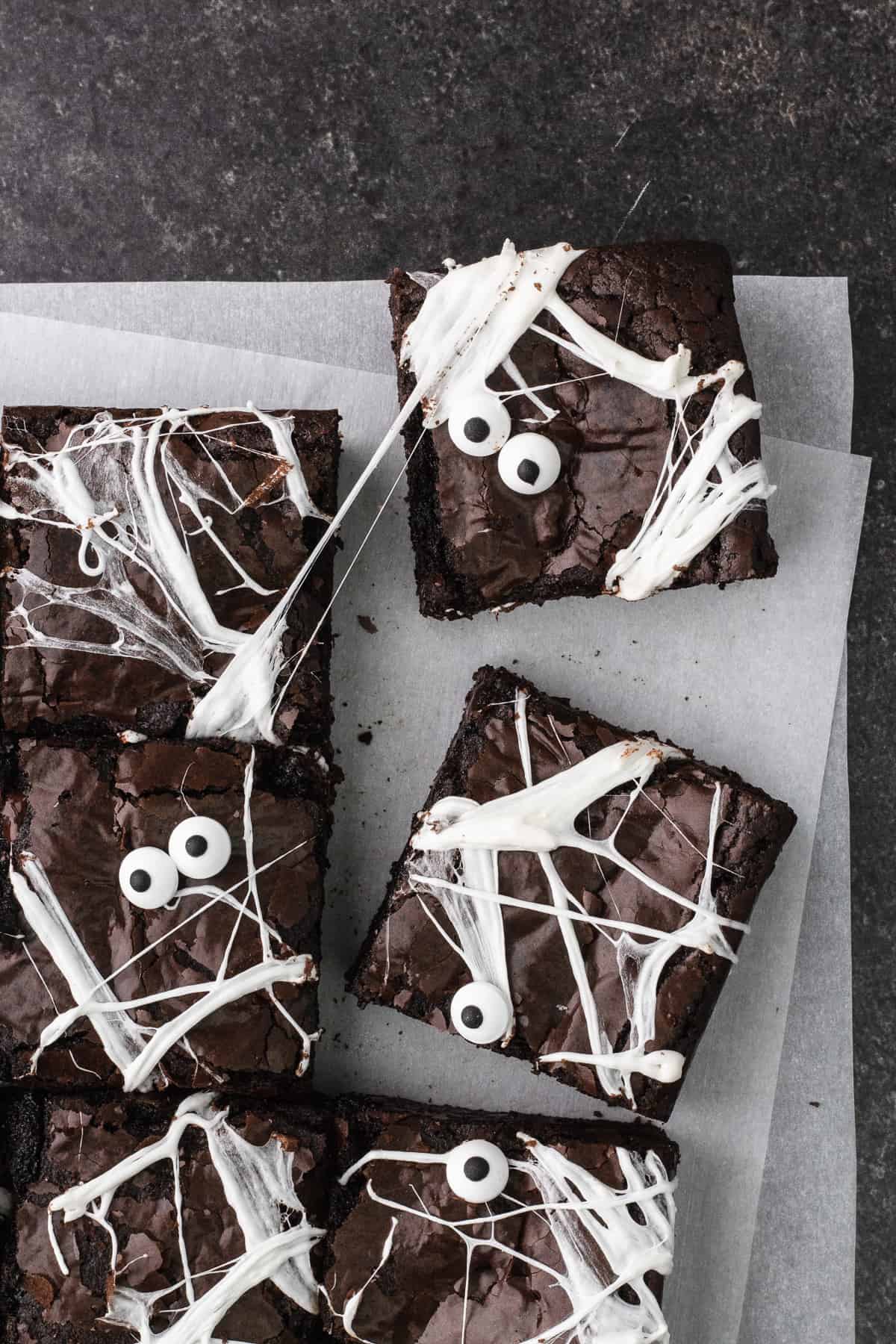 Spider web olive oil brownies