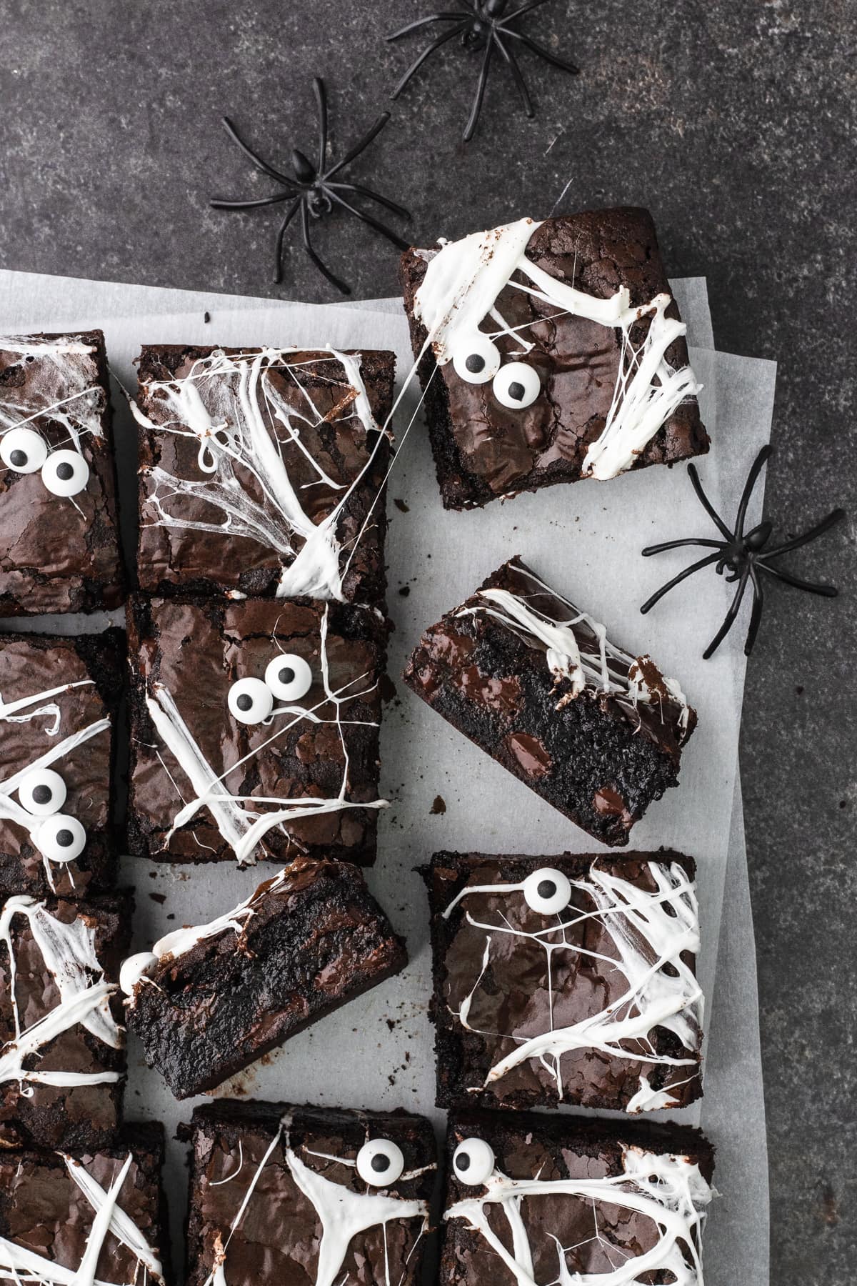 Spider web olive oil brownies