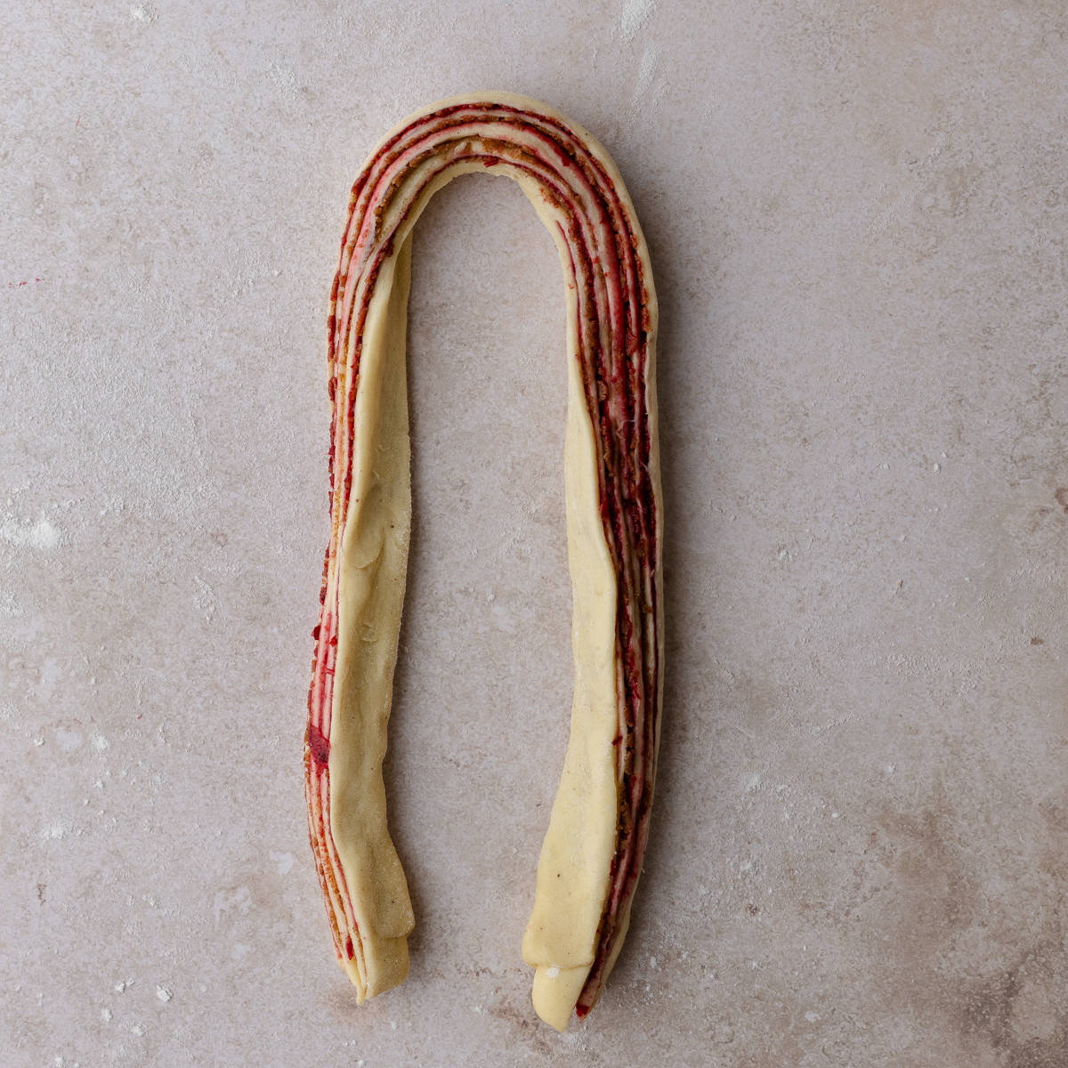 Shaping the Cranberry Orange Cinnamon buns