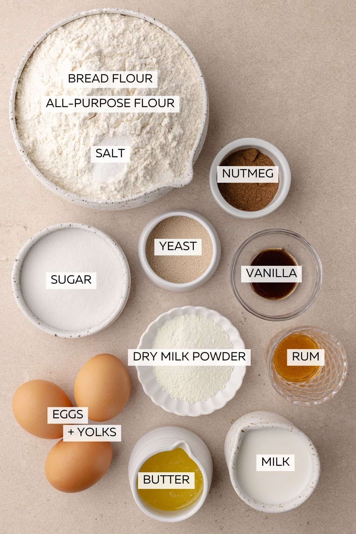 Brioche dough ingredients