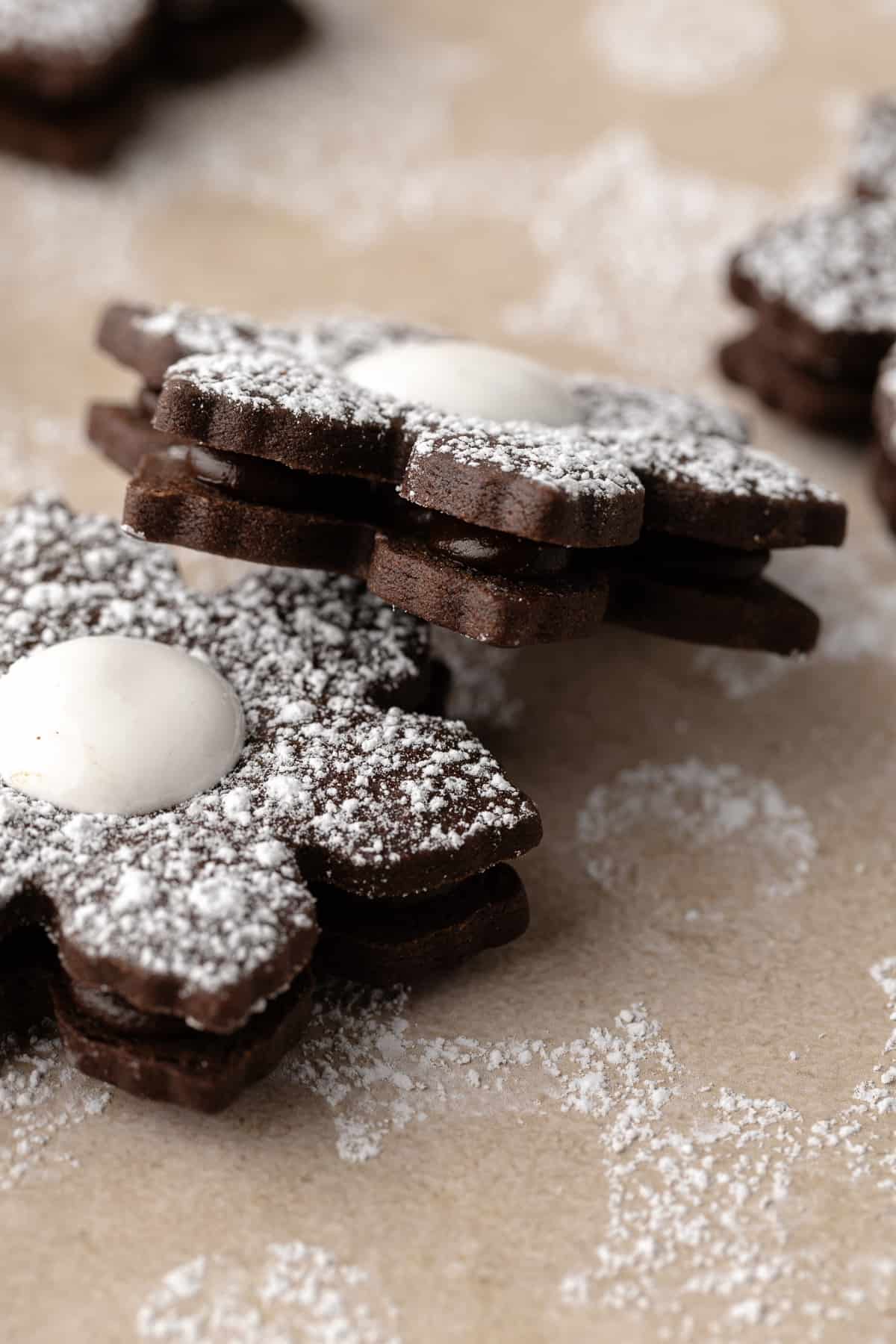 Hot Chocolate Linzer Cookies