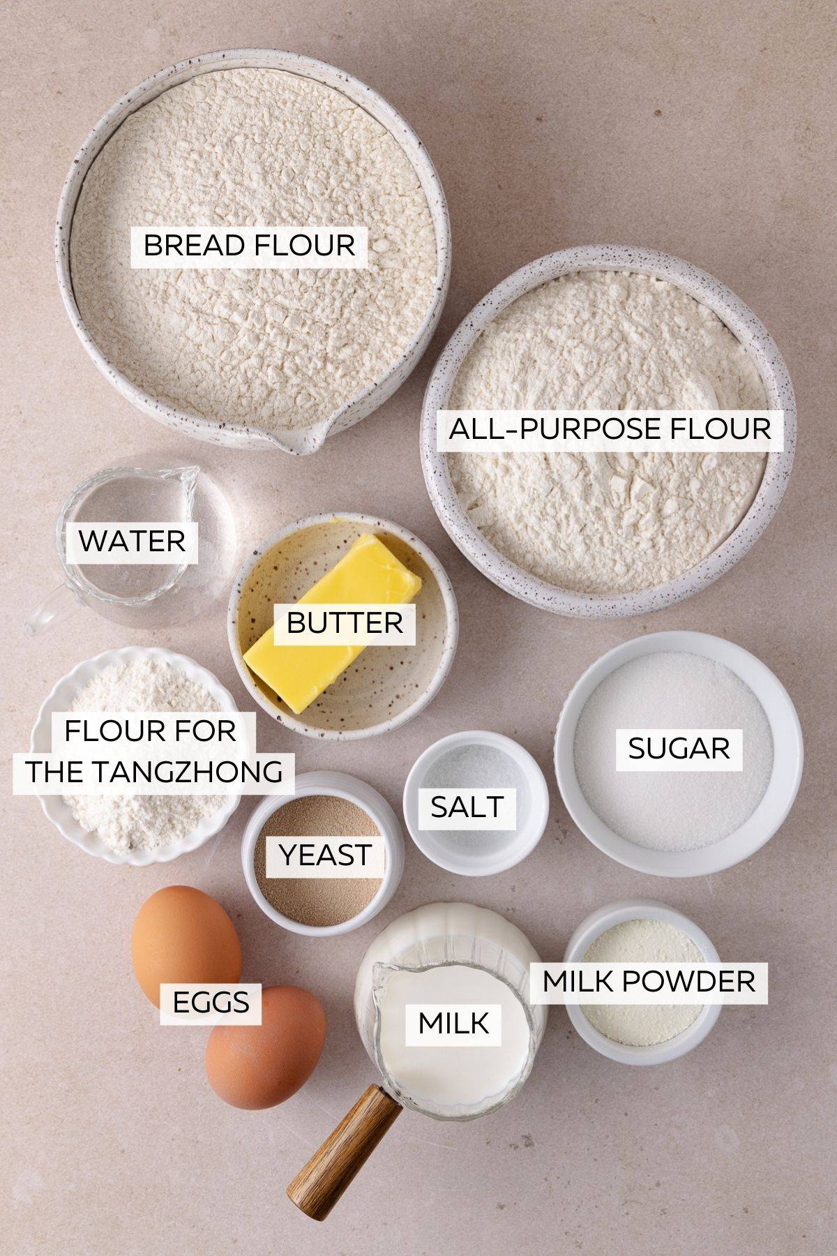 Strawberry Cinnamon Rolls dough ingredients.