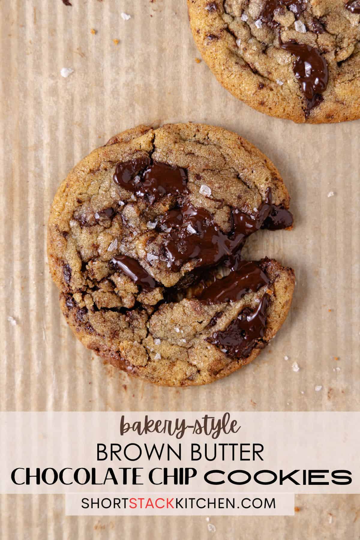 Brown butter chocolate chip cookies poster for pinterest.