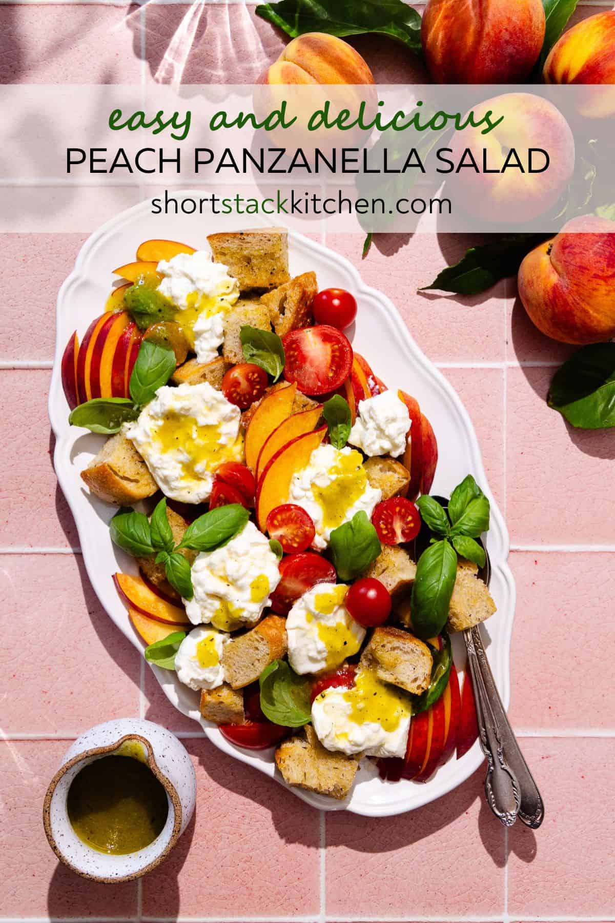 Peach panzanella salad for pinterest.