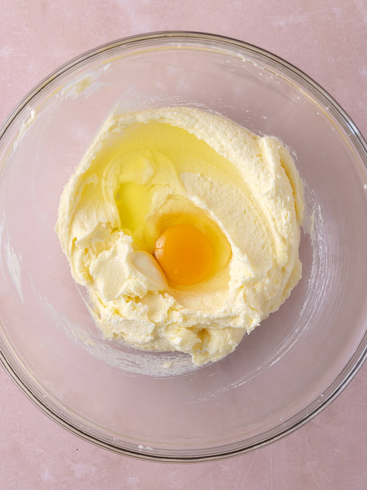 An egg is added to the mixture.