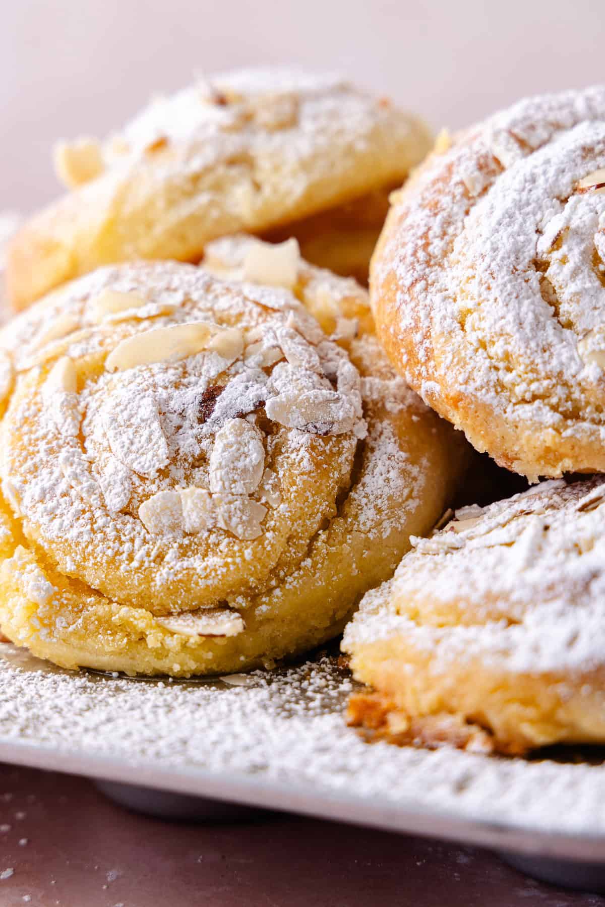 A pile of almond croissant muffins.