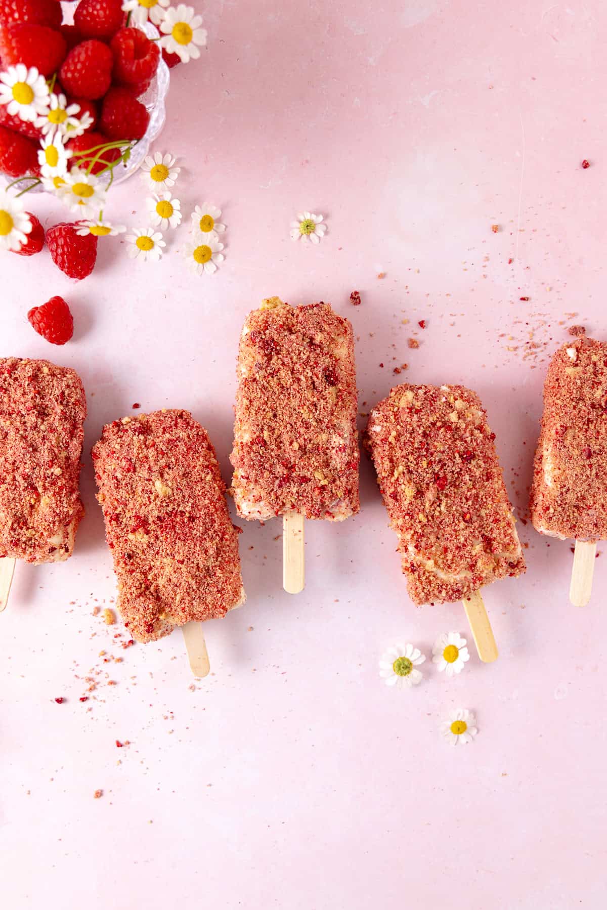 Raspberry shortcake ice cream bars.