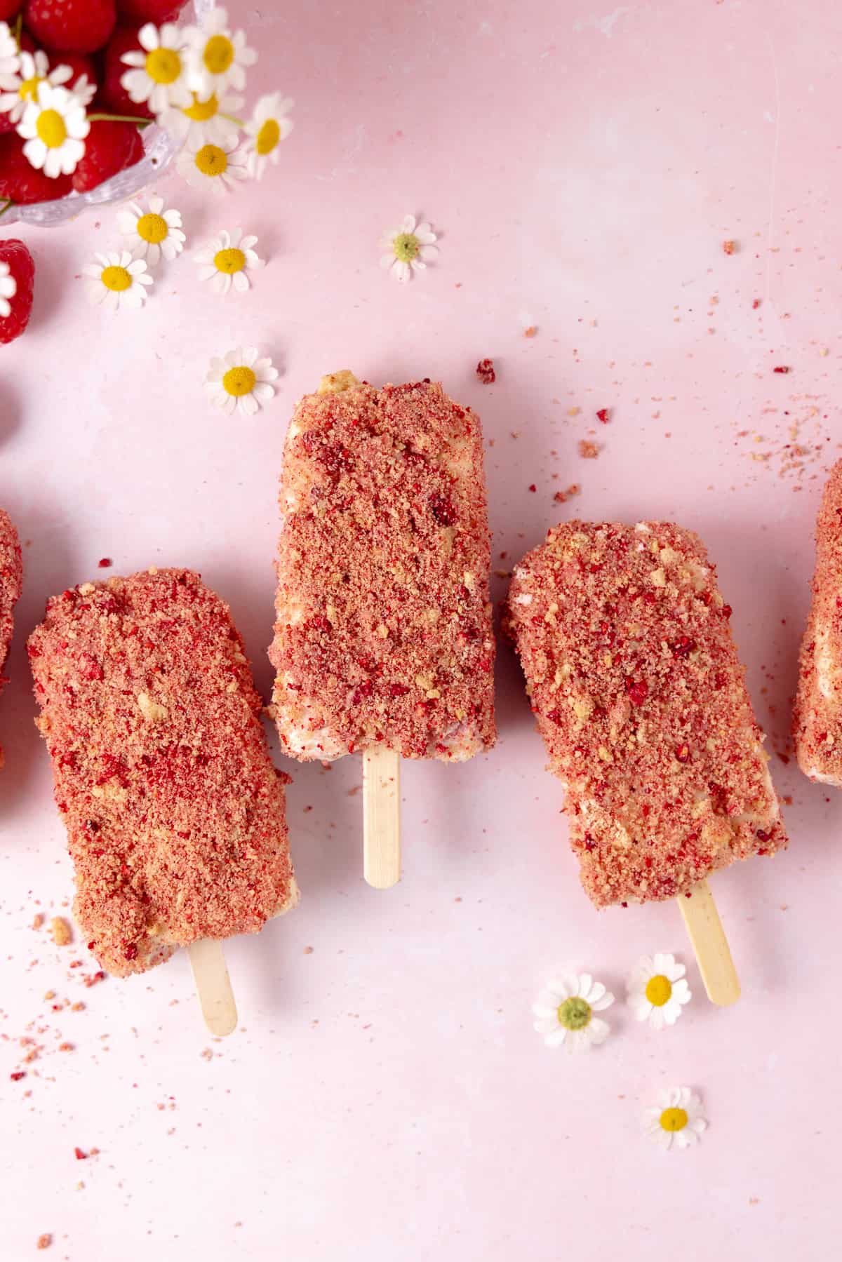 Raspberry shortcake ice cream bars.