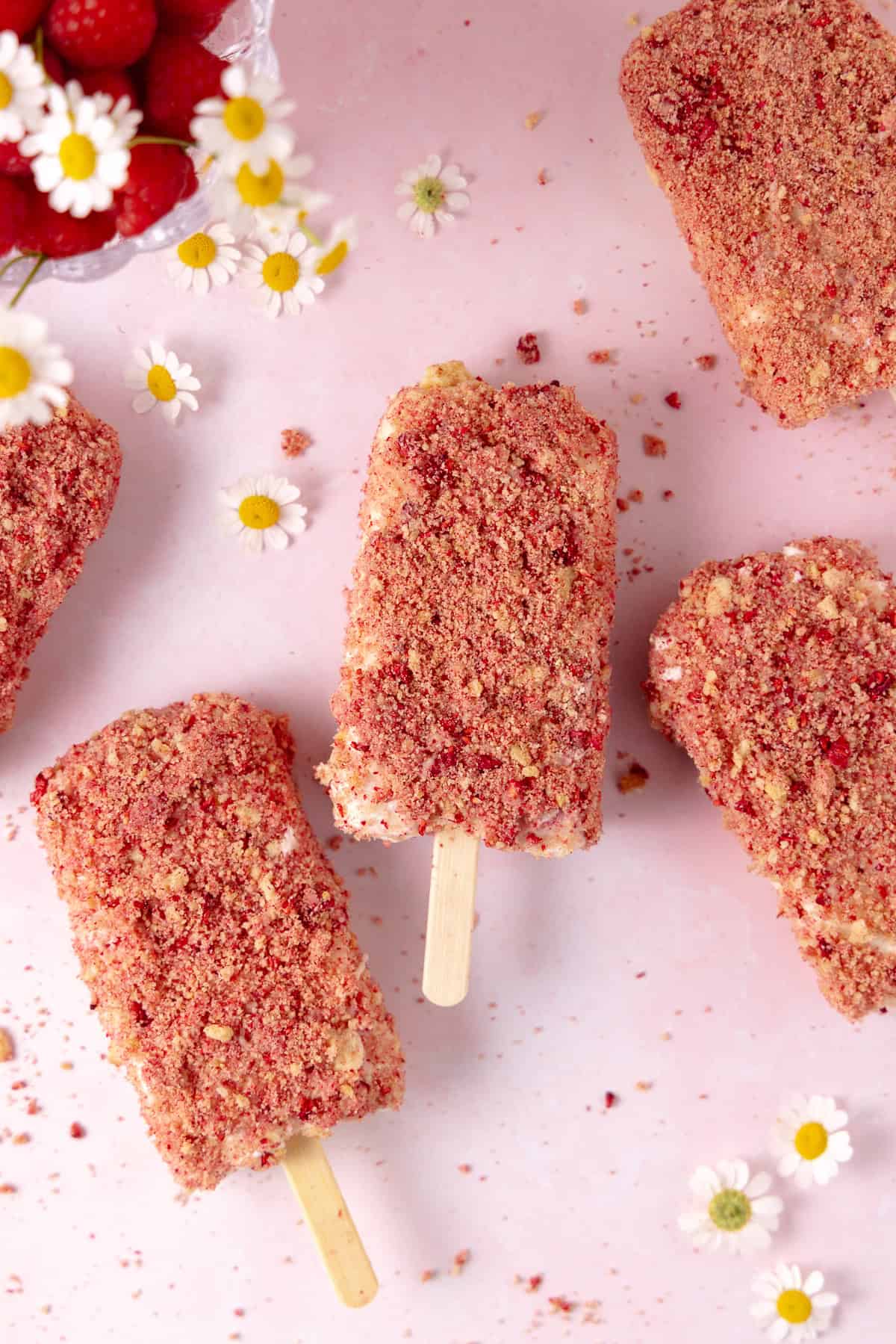 Raspberry shortcake ice cream bars.