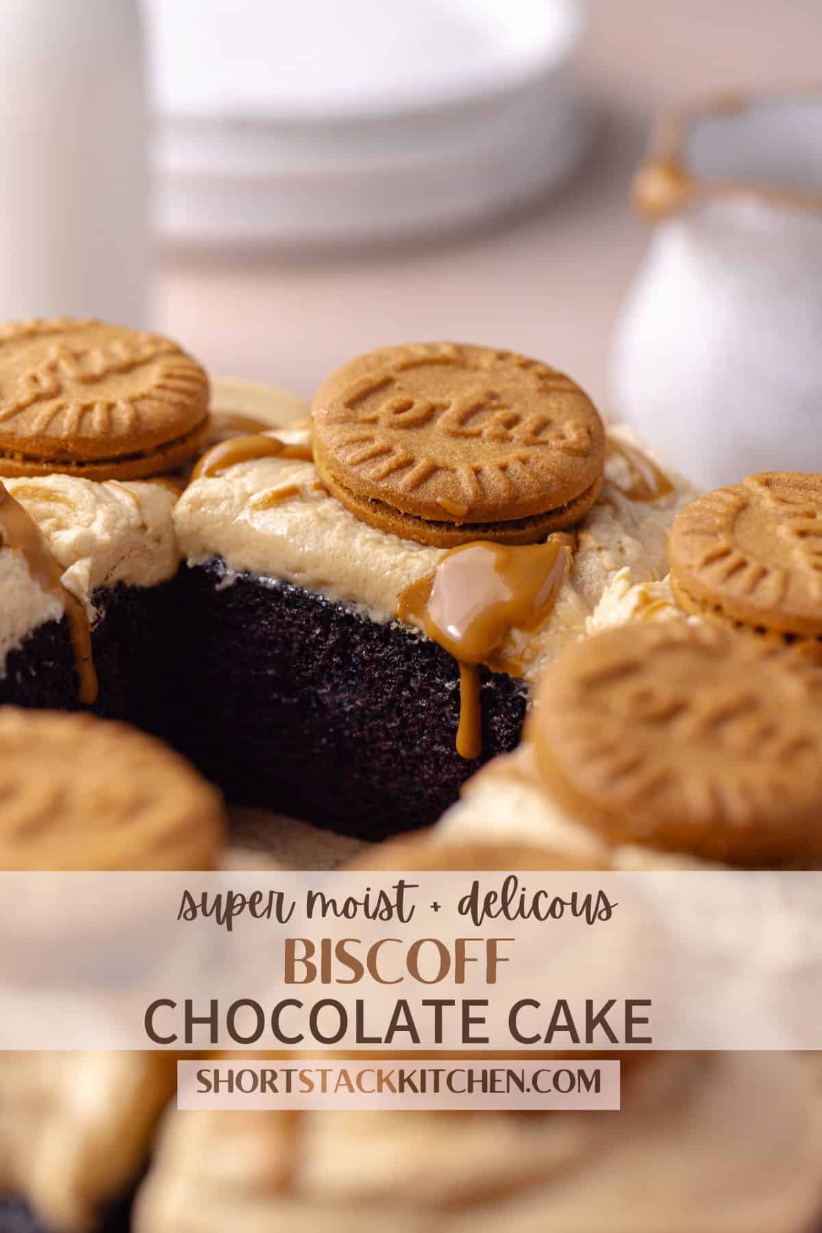 Biscoff chocolate cake pinterest poster.