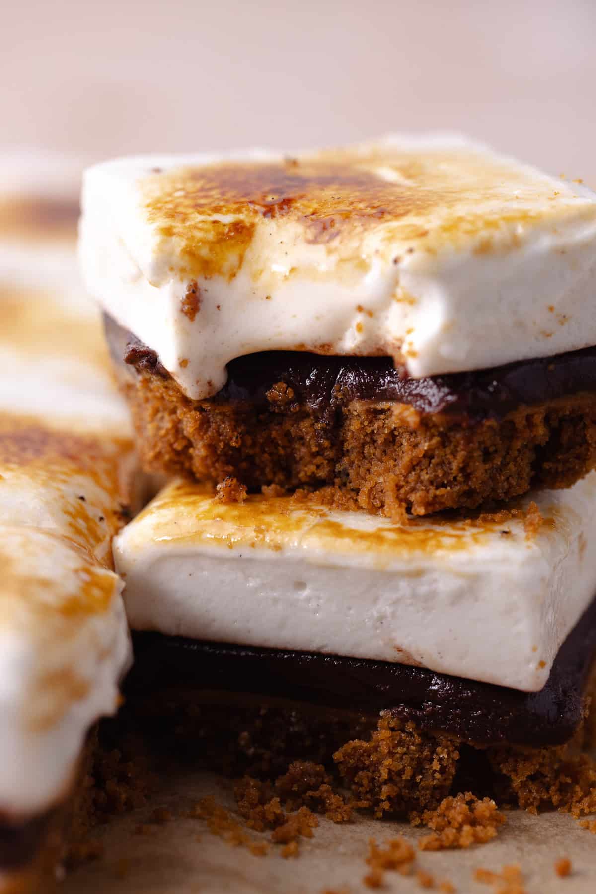 Biscoff S'mores Bars stacked.