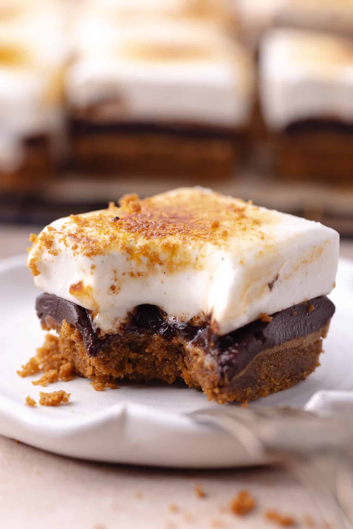 Biscoff S'mores Bars square on a plate.