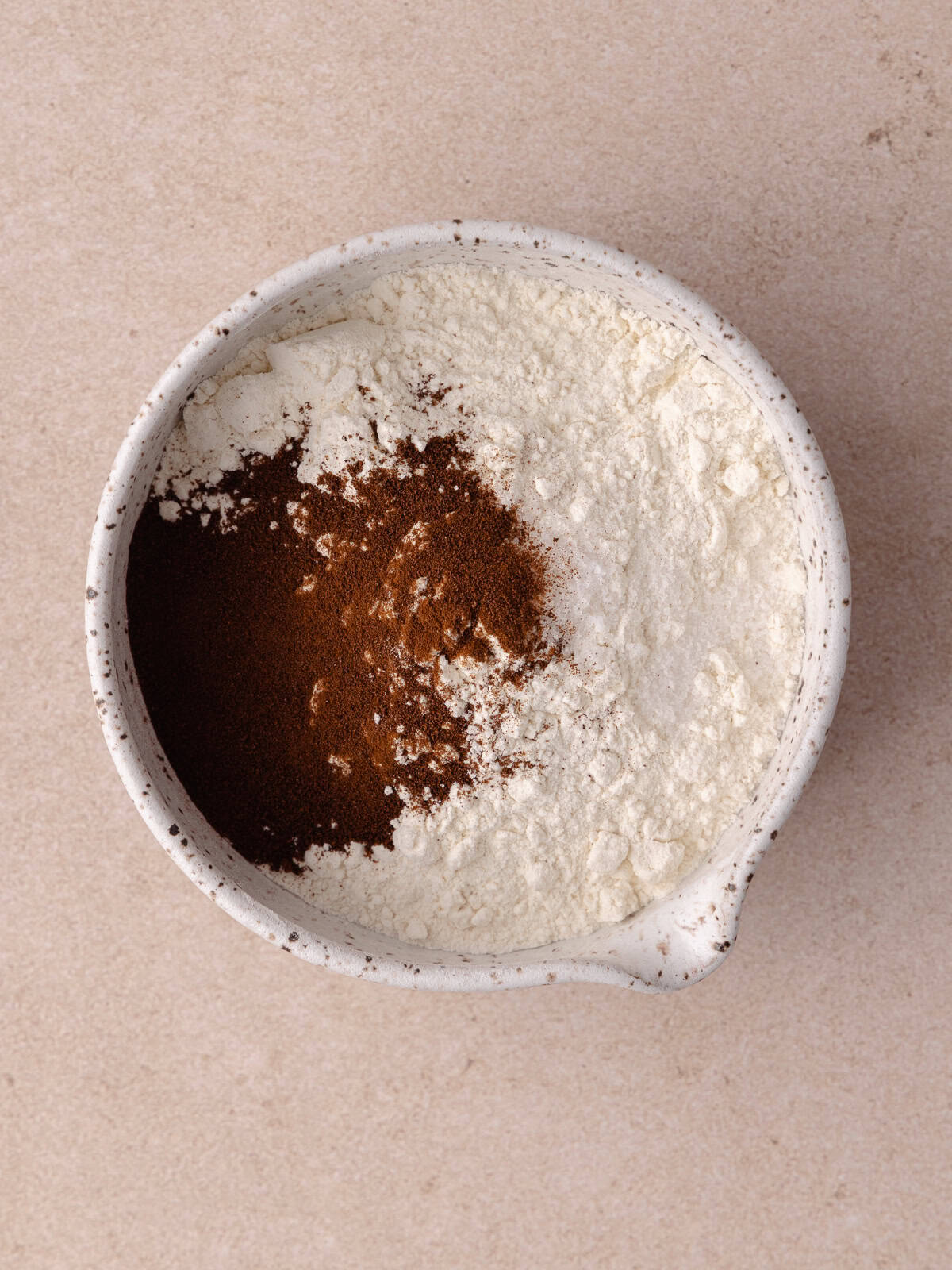 All purpose flour, espresso and salt are combined in a small bowl.