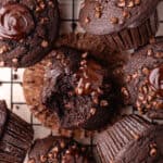 Triple chocolate muffin feature photo.