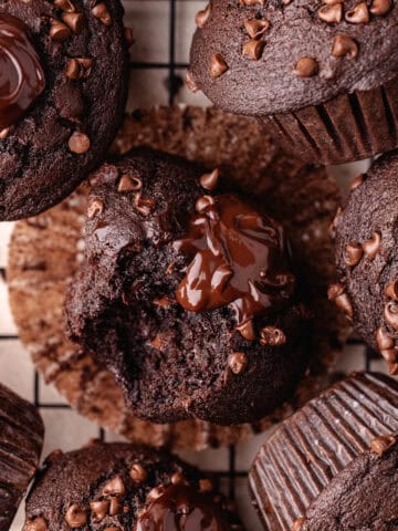 Triple chocolate muffin feature photo.