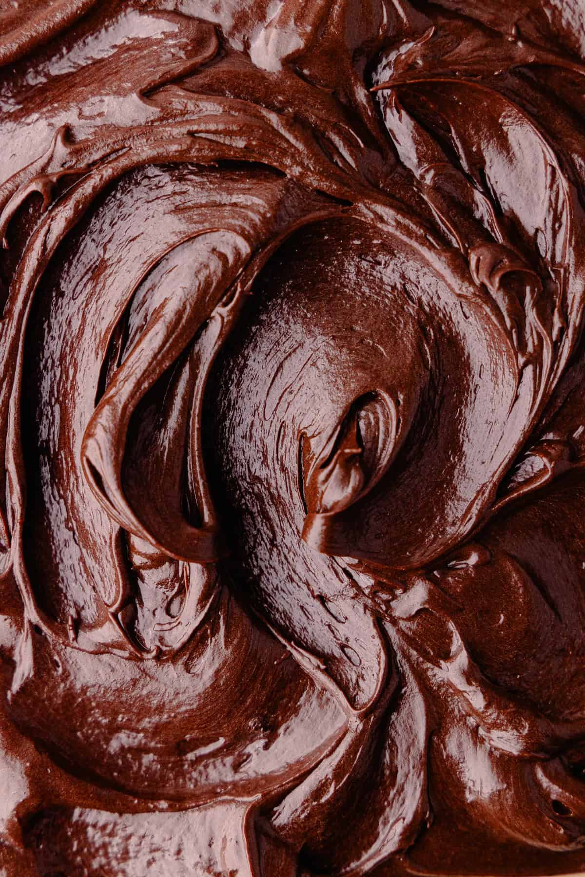 Close up of chocolate frosting.