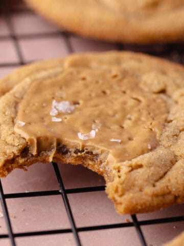 Brown butter peanut butter cookies feature photo.