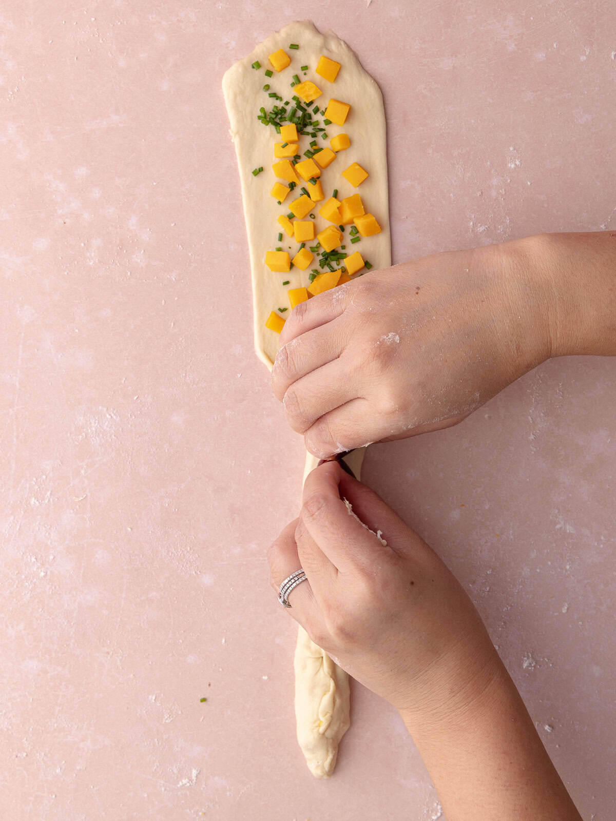 Seal the edges of the dough together.