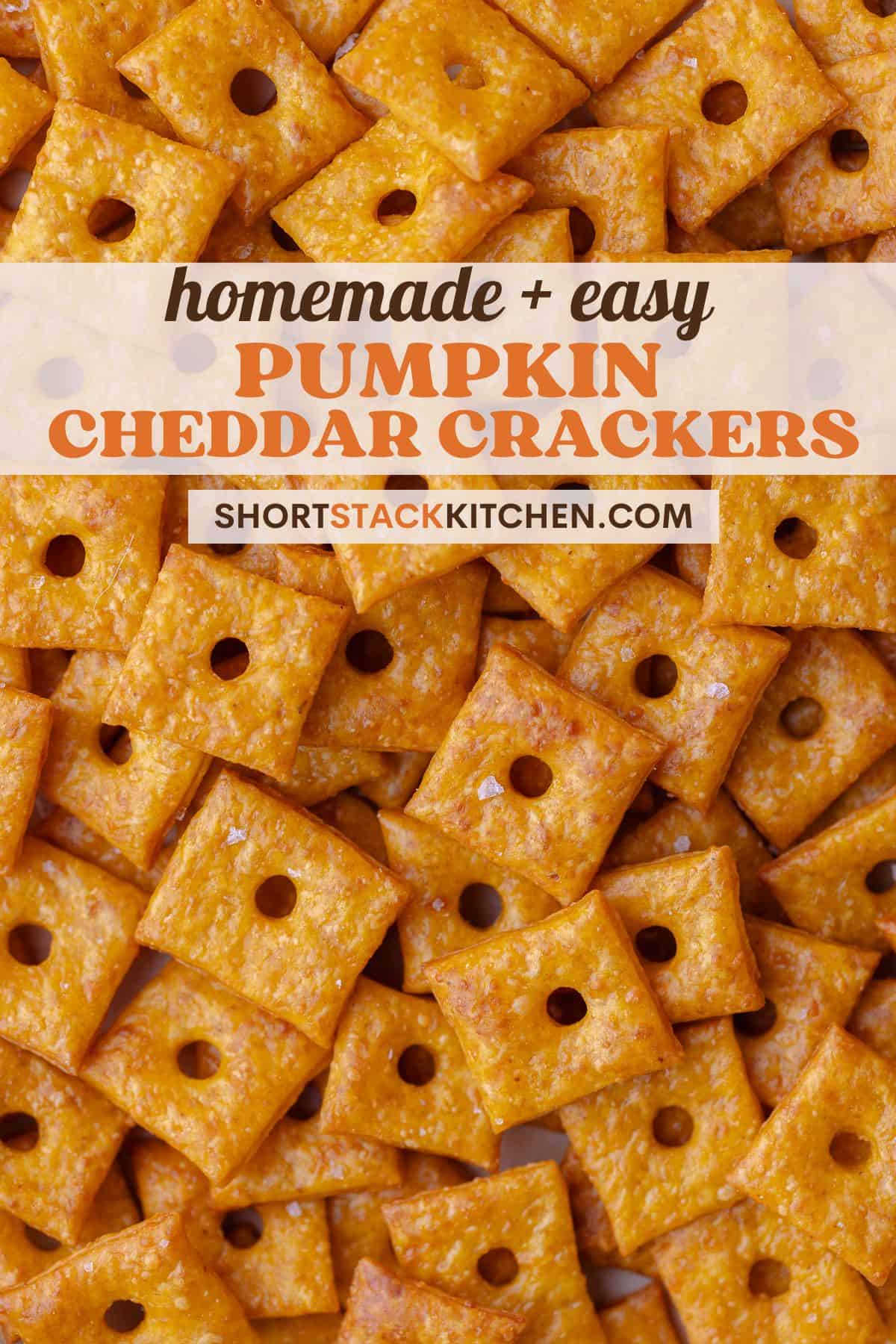 Cheddar pumpkin crackers poster for pinterest.