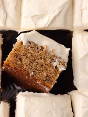 Spiced banana cake on a baking sheet featured photo.