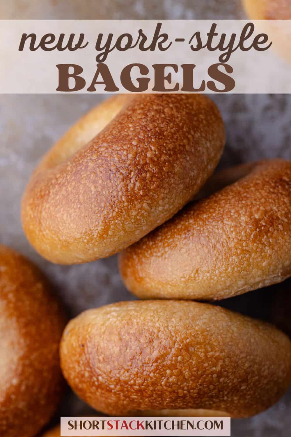 Easy overnight New York-style bagels pinterest poster.