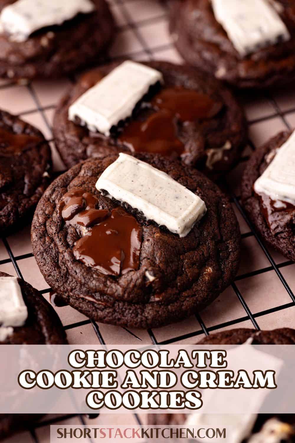 Chocolate cookies and cream cookies pinterest poster.