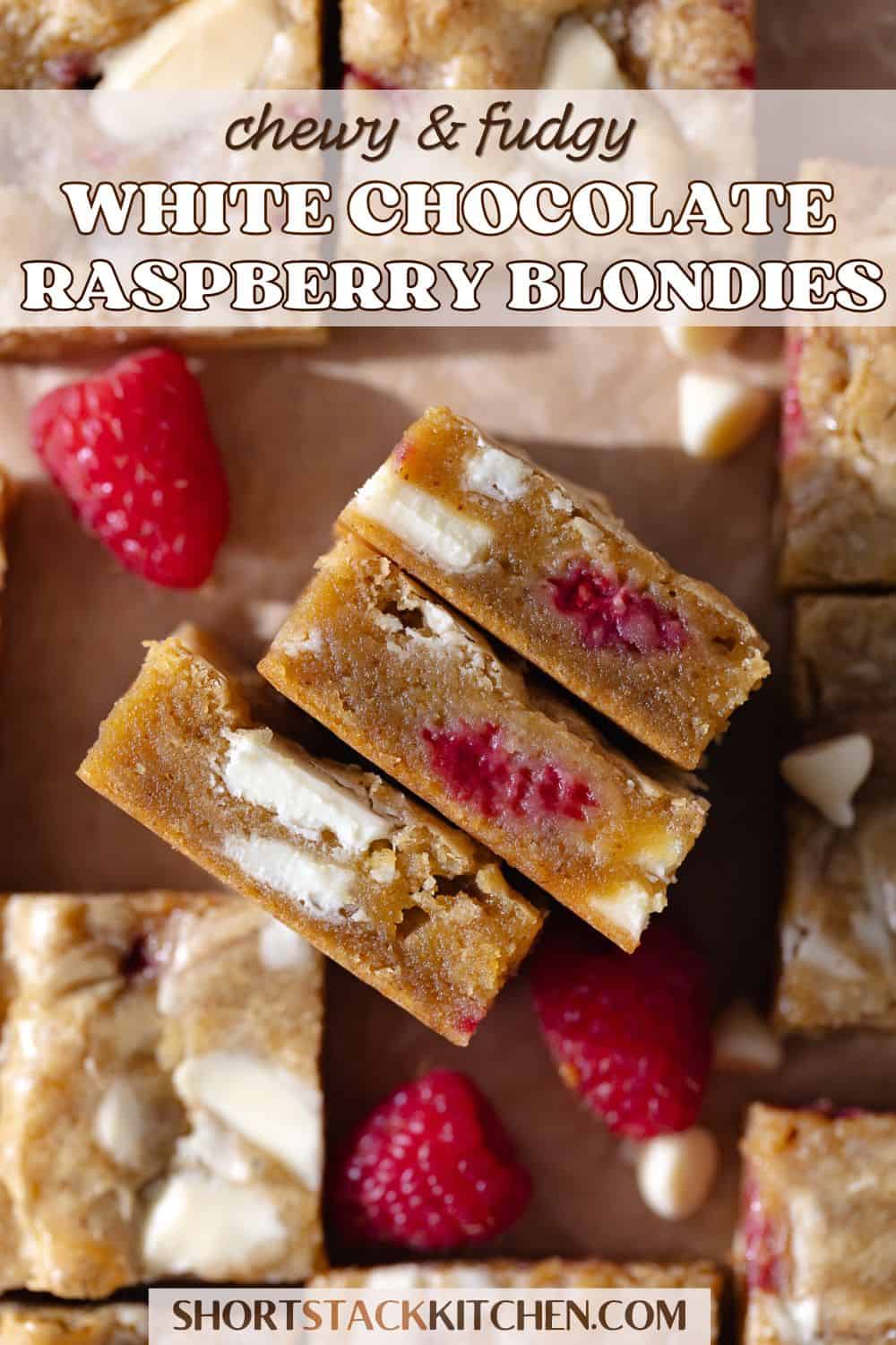 White Chocolate and Raspberry Blondies poster for pinterest.