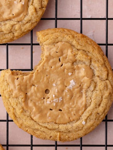 Brown butter peanut butter cookies feature photo.