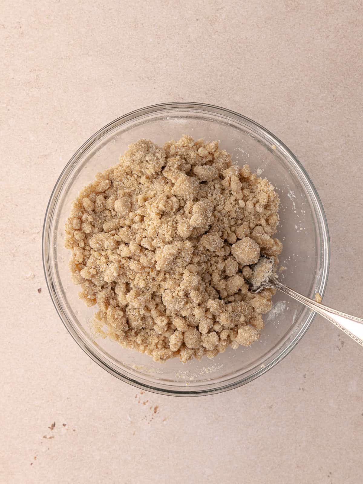 Crumb topping is in a small bowl.