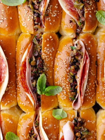 Mini Italian Sandwiches made with homemade brioche rolls, featured photo.