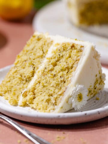 Pistachio lemon cake feature photo.